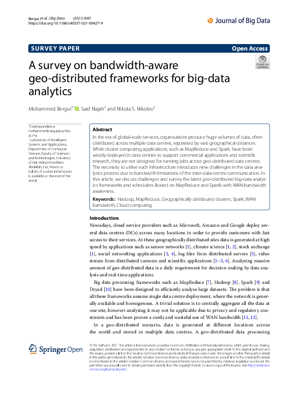 (PDF) A survey on bandwidth-aware geo-distributed frameworks for big ...