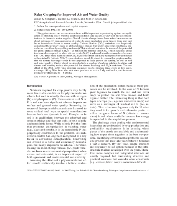  PDF Relay Cropping For Improved Air And Water Quality John Shanahan 