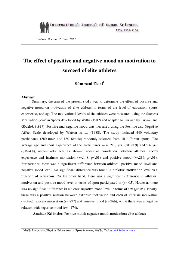 (PDF) The effect of positive and negative mood on motivation to succeed ...