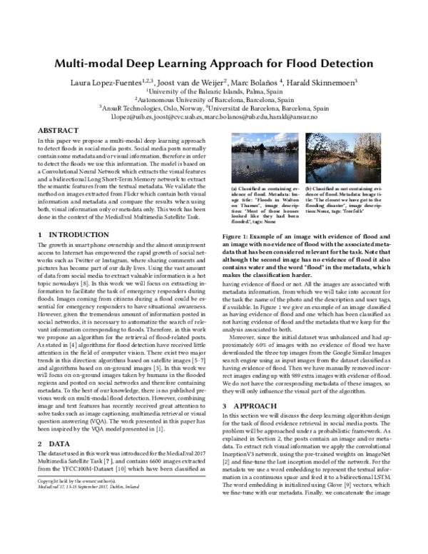 (PDF) Multi-modal Deep Learning Approach for Flood Detection