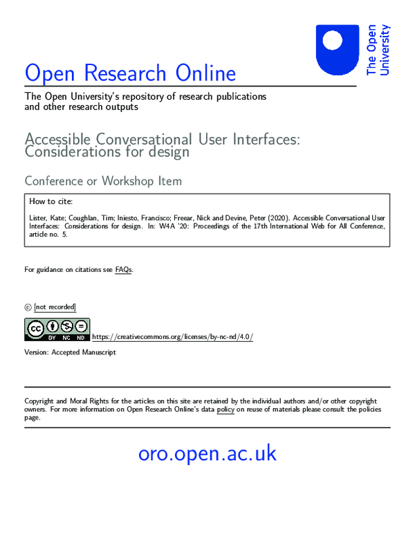 (PDF) Accessible conversational user interfaces