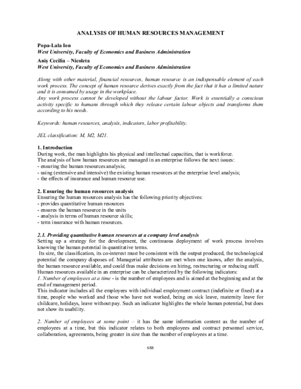 (PDF) Analysis of Human Resources Management
