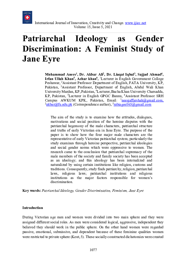 (PDF) Patriarchal Ideology as Gender Discrimination A Feminist Study