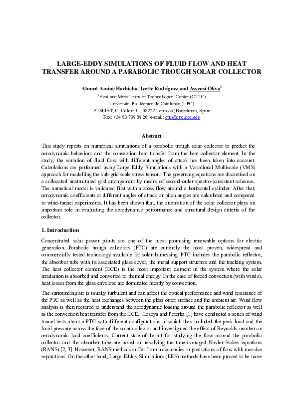 (PDF) Large-Eddy Simulations of Fluid Flow and Heat Transfer Around a ...