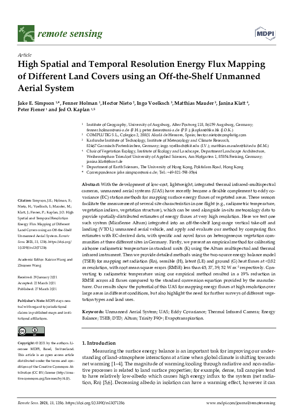 (PDF) High Spatial and Temporal Resolution Energy Flux Mapping of ...