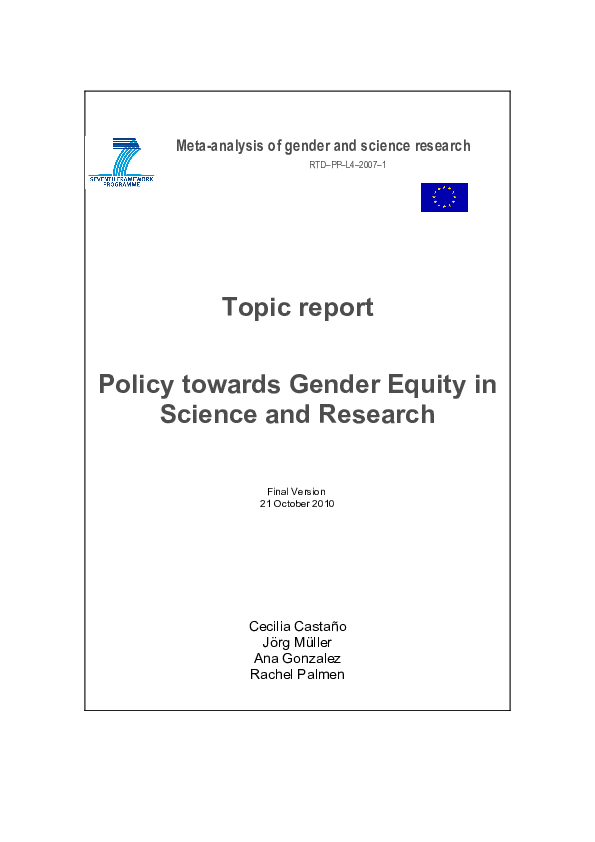 (PDF) Policy Towards Gender Equality in Science and Research