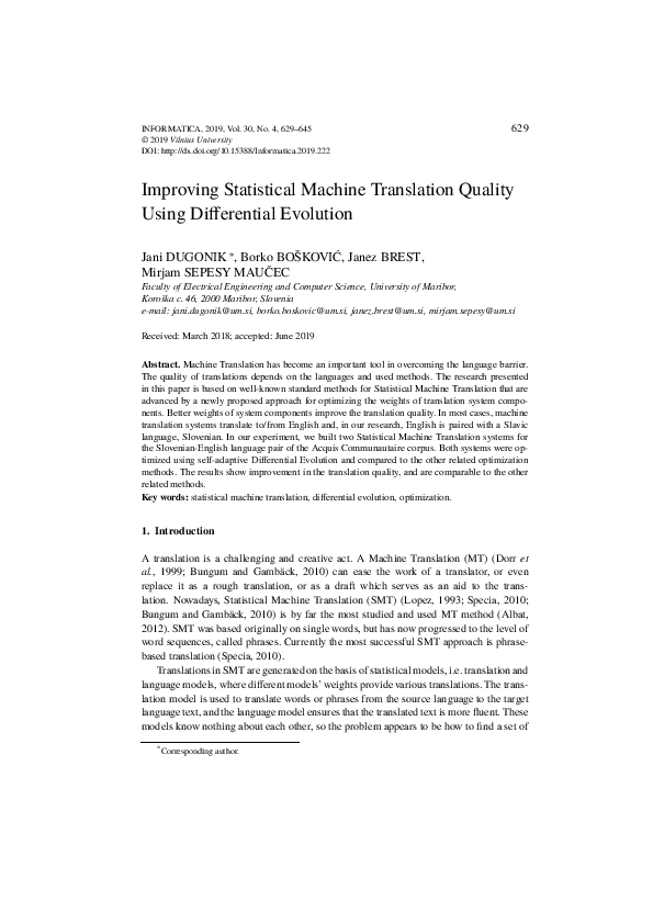 (PDF) Improving Statistical Machine Translation Quality Using ...
