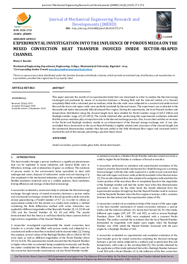(PDF) Experimental Investigation Into the Influence of Porous Media on ...