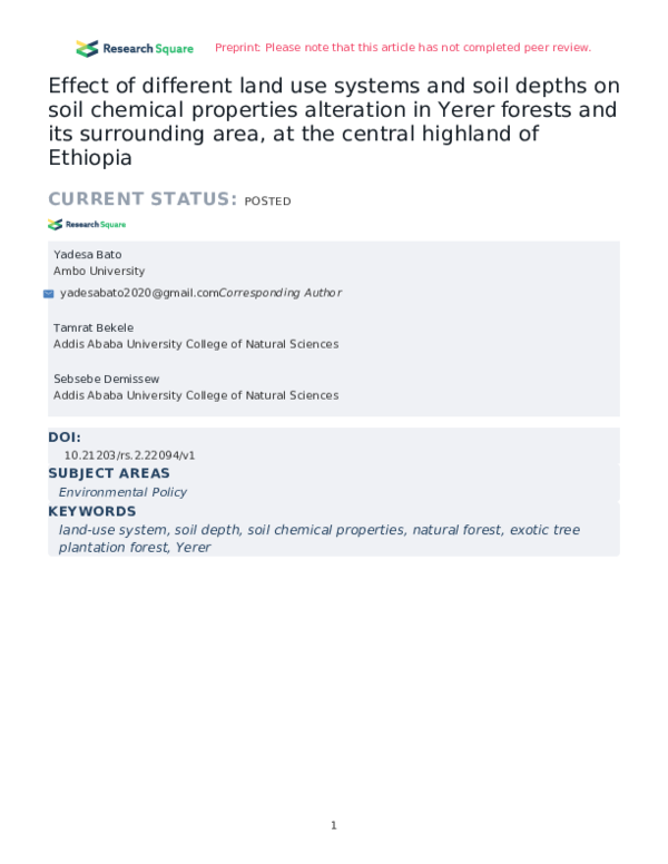 (PDF) Effect of different land use systems and soil depths on soil ...