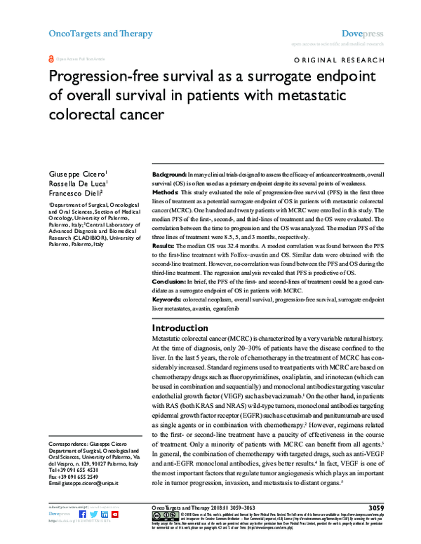 (PDF) Progression-free survival as a surrogate endpoint of overall ...