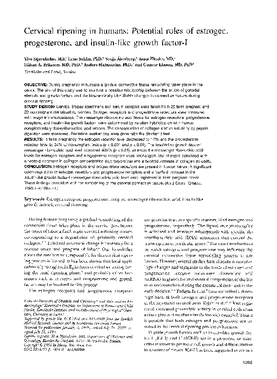(PDF) Cervical ripening in humans: Potential roles of estrogen ...