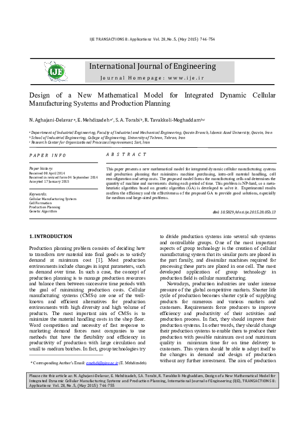 (PDF) Design of a New Mathematical Model for Integrated Dynamic ...