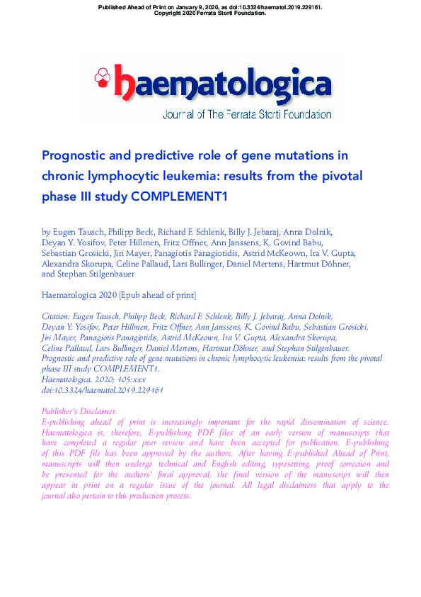 (PDF) Prognostic and predictive role of gene mutations in chronic ...