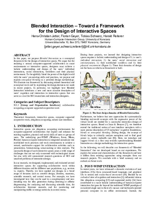 (PDF) Blended Interaction – Toward a Framework for the Design of ...