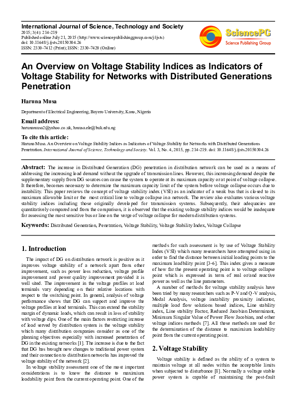 (PDF) An Overview on Voltage Stability Indices as Indicators of Voltage ...