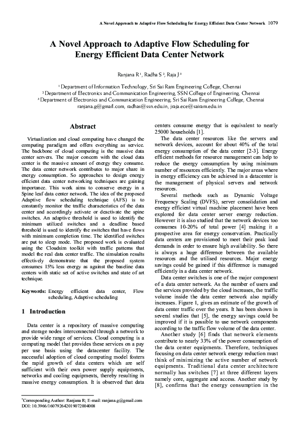 (PDF) A Novel Approach to Adaptive Flow Scheduling for Energy Efficient ...