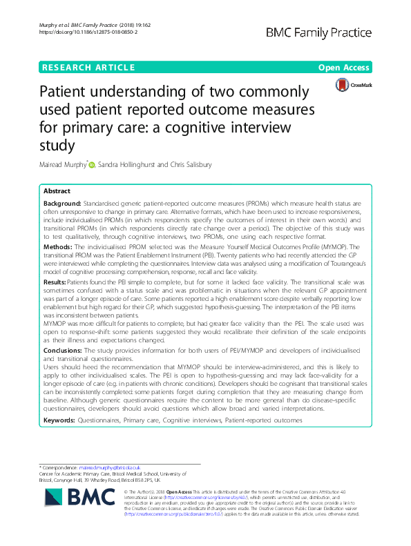 (PDF) Patient understanding of two commonly used patient reported ...
