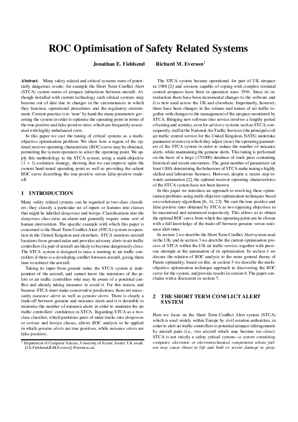 (PDF) ROC Optimisation of Safety Related Systems
