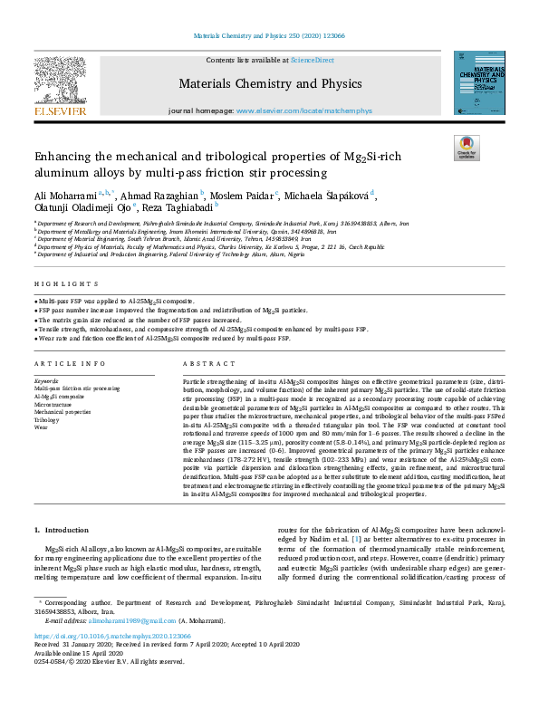 (PDF) Enhancing the mechanical and tribological properties of Mg2Si ...