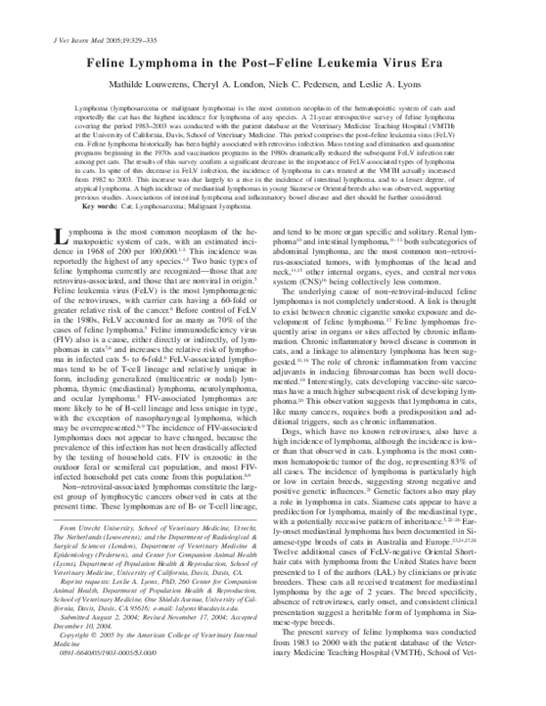 Picture of (PDF) Feline Lymphoma in the Post-Feline Leukemia Virus Era