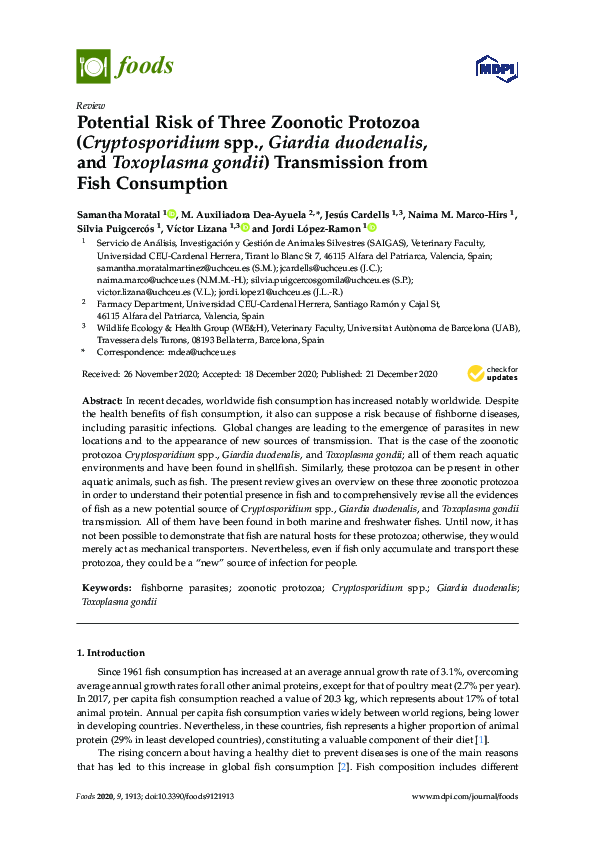 (PDF) Potential Risk of Three Zoonotic Protozoa (Cryptosporidium spp ...