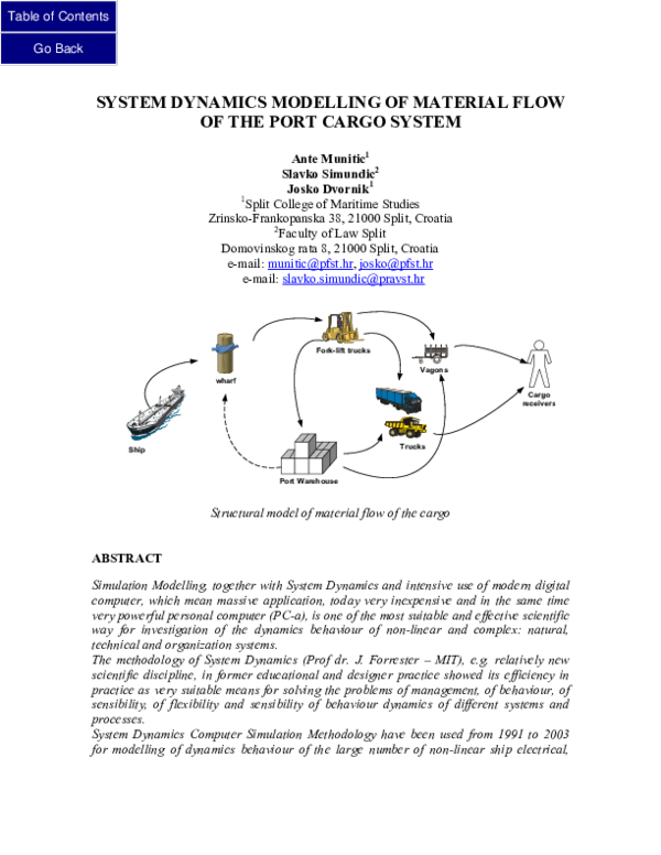 (PDF) System Dynamics Modeling of Material Flow of the Port Cargo System