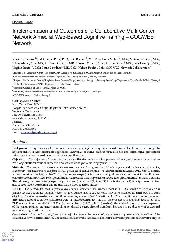 (PDF) Implementation and Outcomes of a Collaborative Multi-Center ...