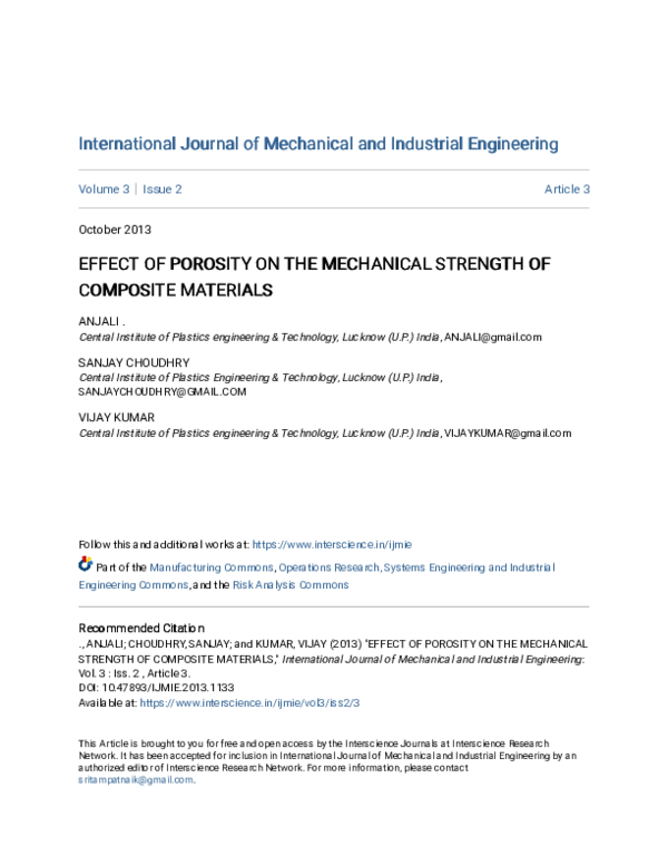 (PDF) Effect of Porosity on the Mechanical Strength of Composite Materials