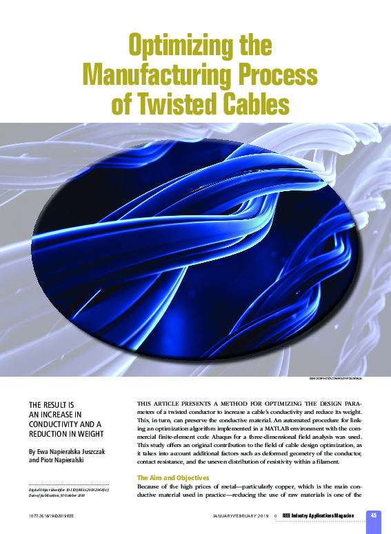 (PDF) Optimizing the Manufacturing Process of Twisted Cables: The ...