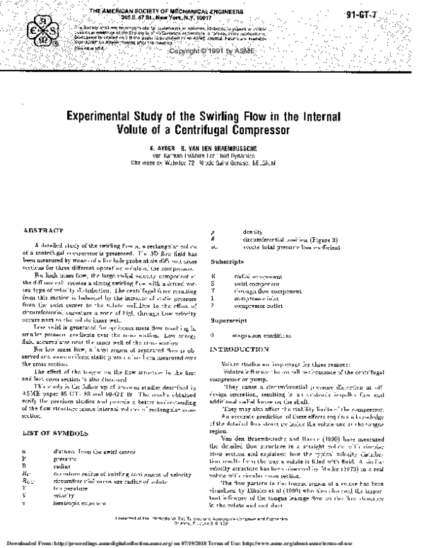 (PDF) Experimental Study of the Swirling Flow in the Internal Volute of ...