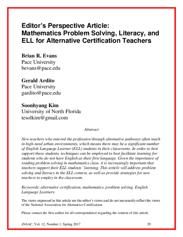 (PDF) Editor’s Perspective Article: Mathematics Problem Solving ...