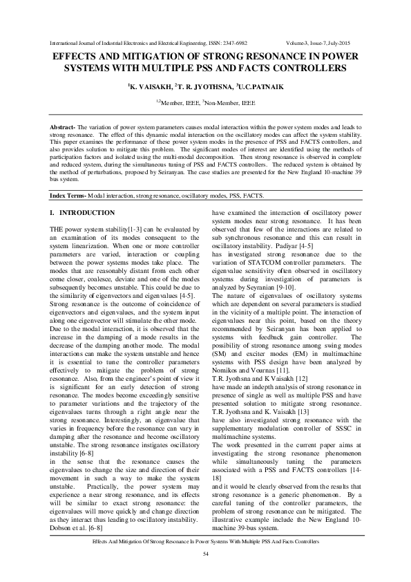 (PDF) Effects and Mitigation of Strong Resonance in Power Systems with ...