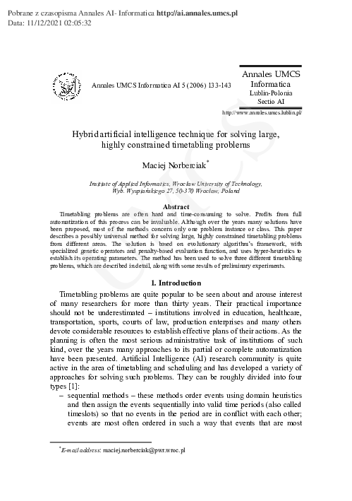 (PDF) Hybrid artificial intelligence technique for solving large ...