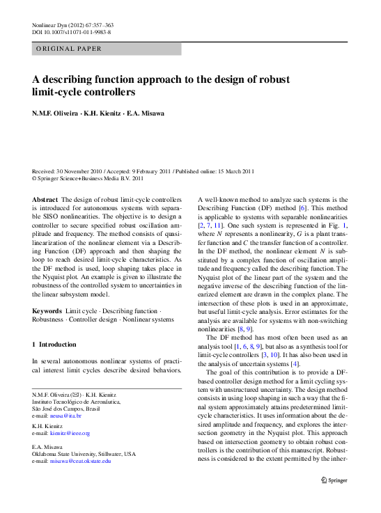 (PDF) A describing function approach to the design of robust limit ...