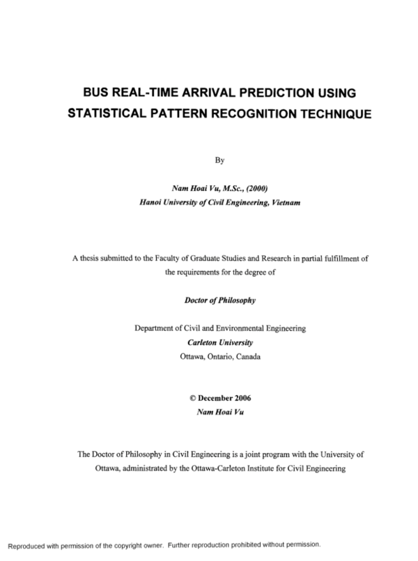 PDF) Bus real-time arrival prediction using statistical