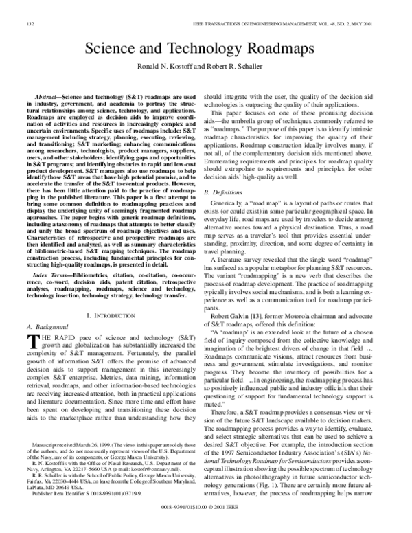 (PDF) Science and technology roadmaps