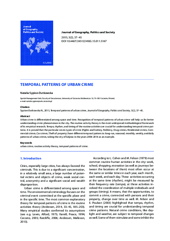 (PDF) Temporal patterns of urban crime