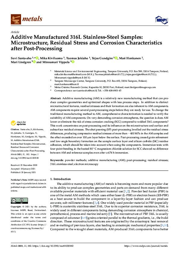 (PDF) Additive Manufactured 316L Stainless-Steel Samples ...