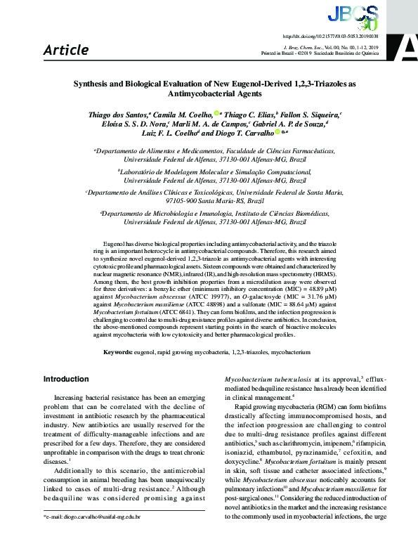 (PDF) Synthesis and Biological Evaluation of New Eugenol-Derived 1,2,3 ...