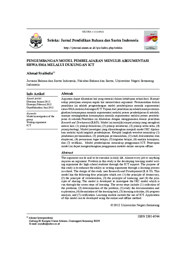 (PDF) Seloka: Jurnal Pendidikan Bahasa dan Sastra Indonesia