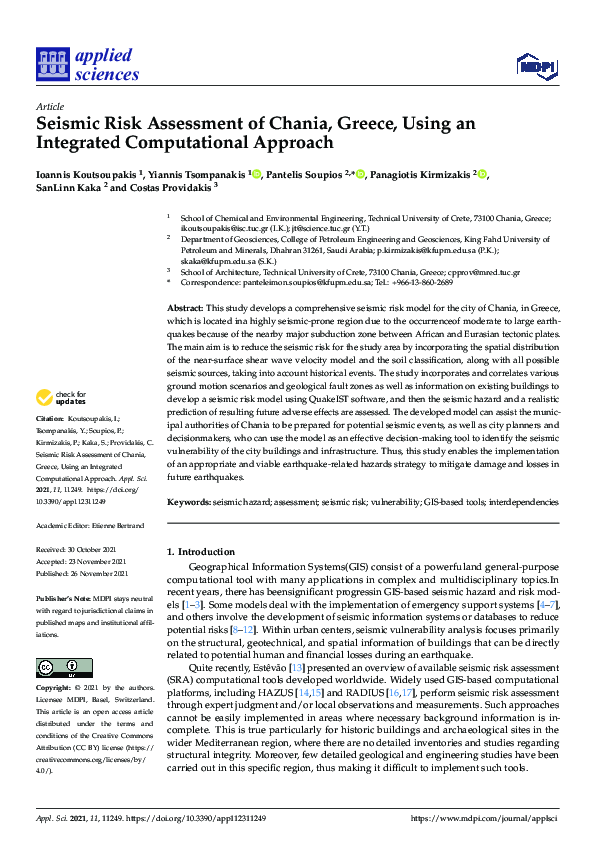 (PDF) Seismic Risk Assessment of Chania, Greece, Using an Integrated ...