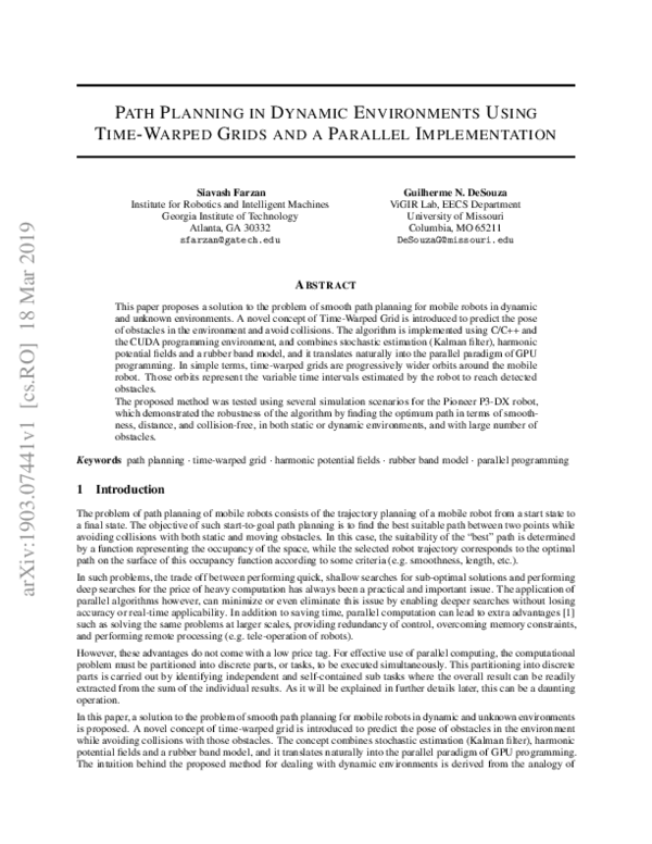(PDF) Path Planning in Dynamic Environments Using Time-Warped Grids and ...