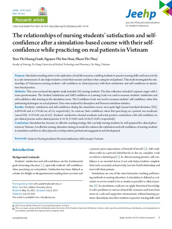 (PDF) The relationships of nursing students’ satisfaction and self ...