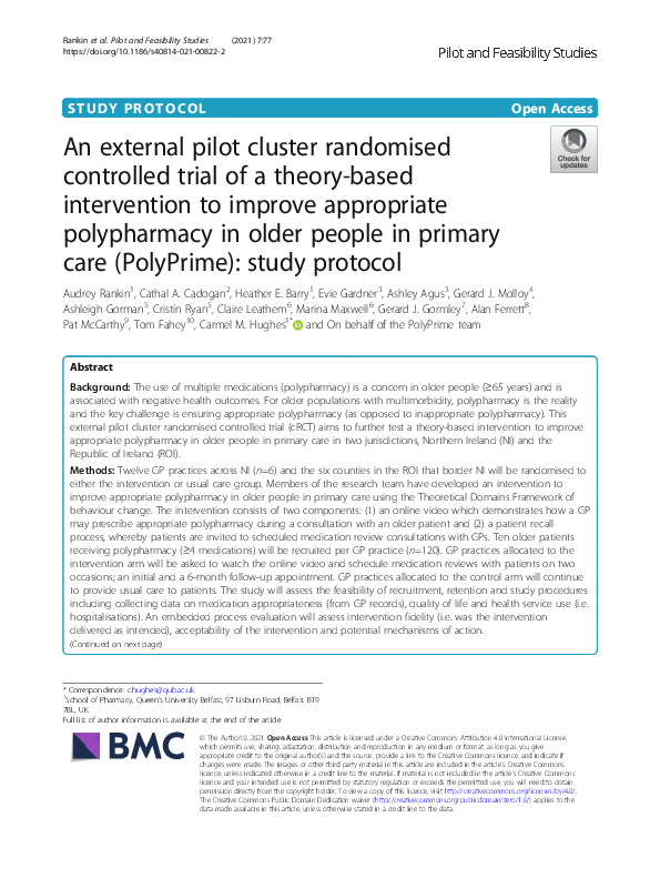 (PDF) An External Pilot Cluster Randomised Controlled Trial of a Theory ...