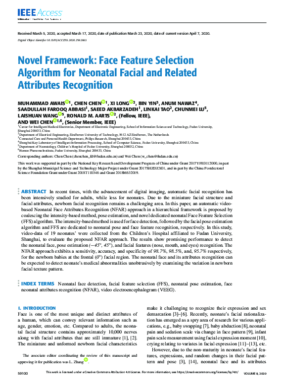 (PDF) Novel Framework: Face Feature Selection Algorithm for Neonatal ...