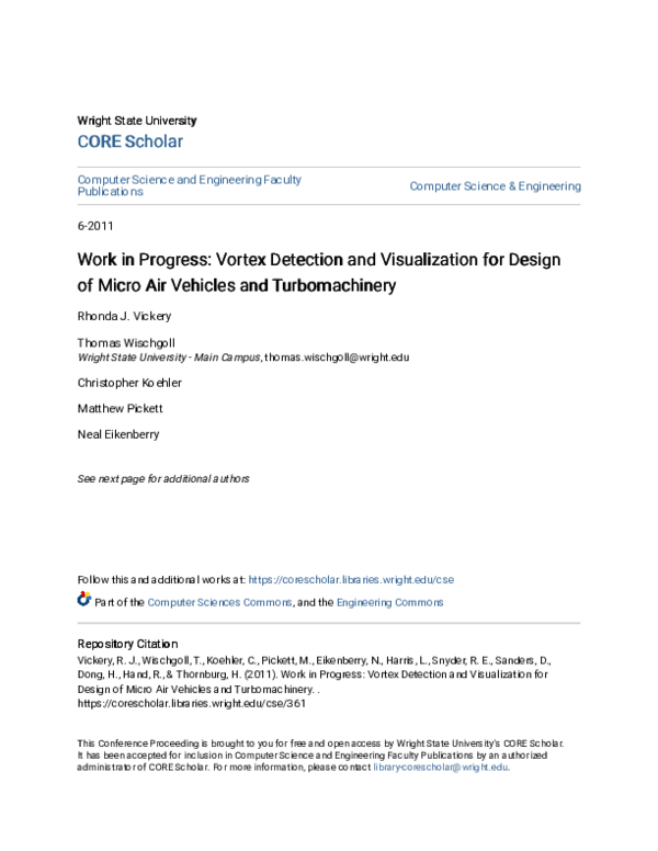 (PDF) Work in Progress: Vortex Detection and Visualization for Design ...