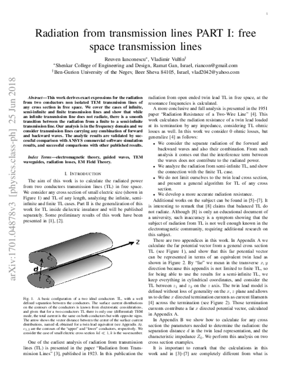 (PDF) Radiation from free space TEM transmission lines