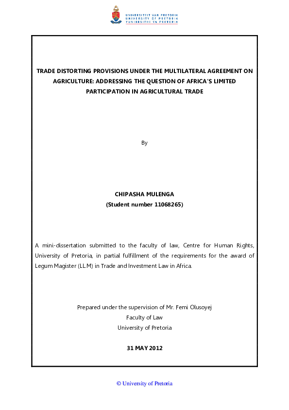 (PDF) TRADE DISTORTING PROVISIONS UNDER THE MULTILATERAL AGREEMENT ON ...