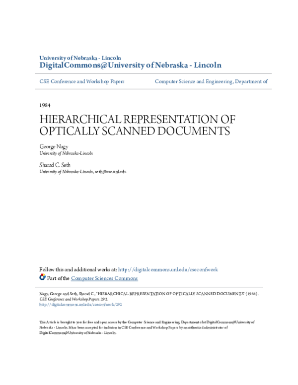 (PDF) Hierarchical Representation of Optically Scanned Documents
