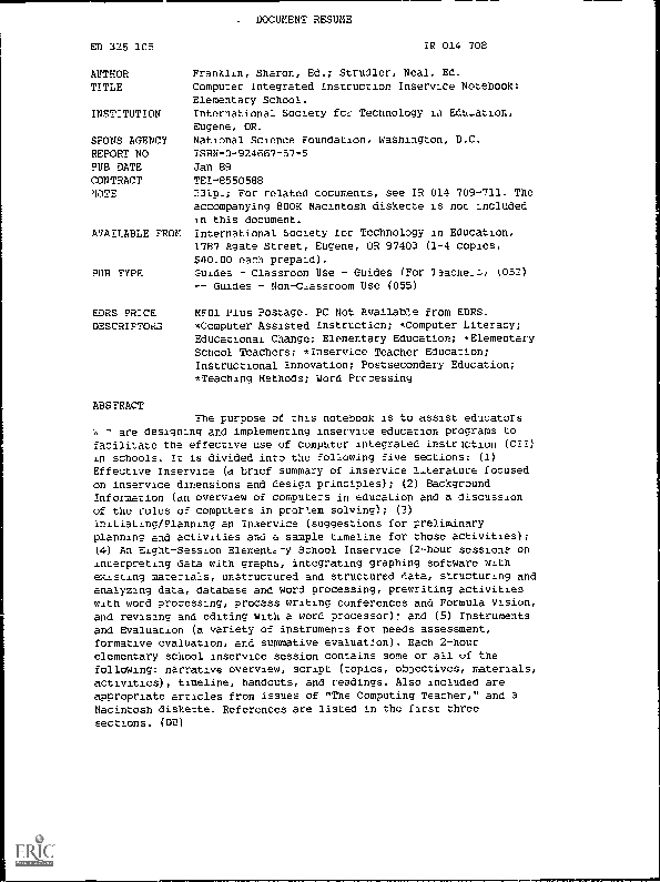 (PDF) Computer-Integrated Instruction Inservice Notebook: Secondary ...